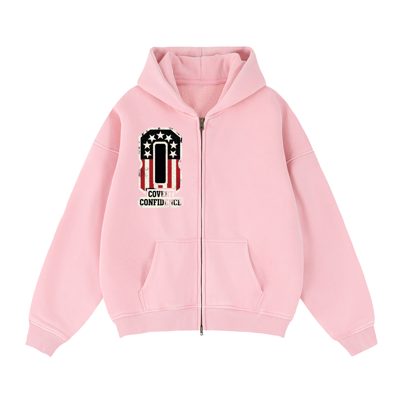 MENS 'COVERT CONFIDENCE' Zip-Through Boxy Fleece Hoodie