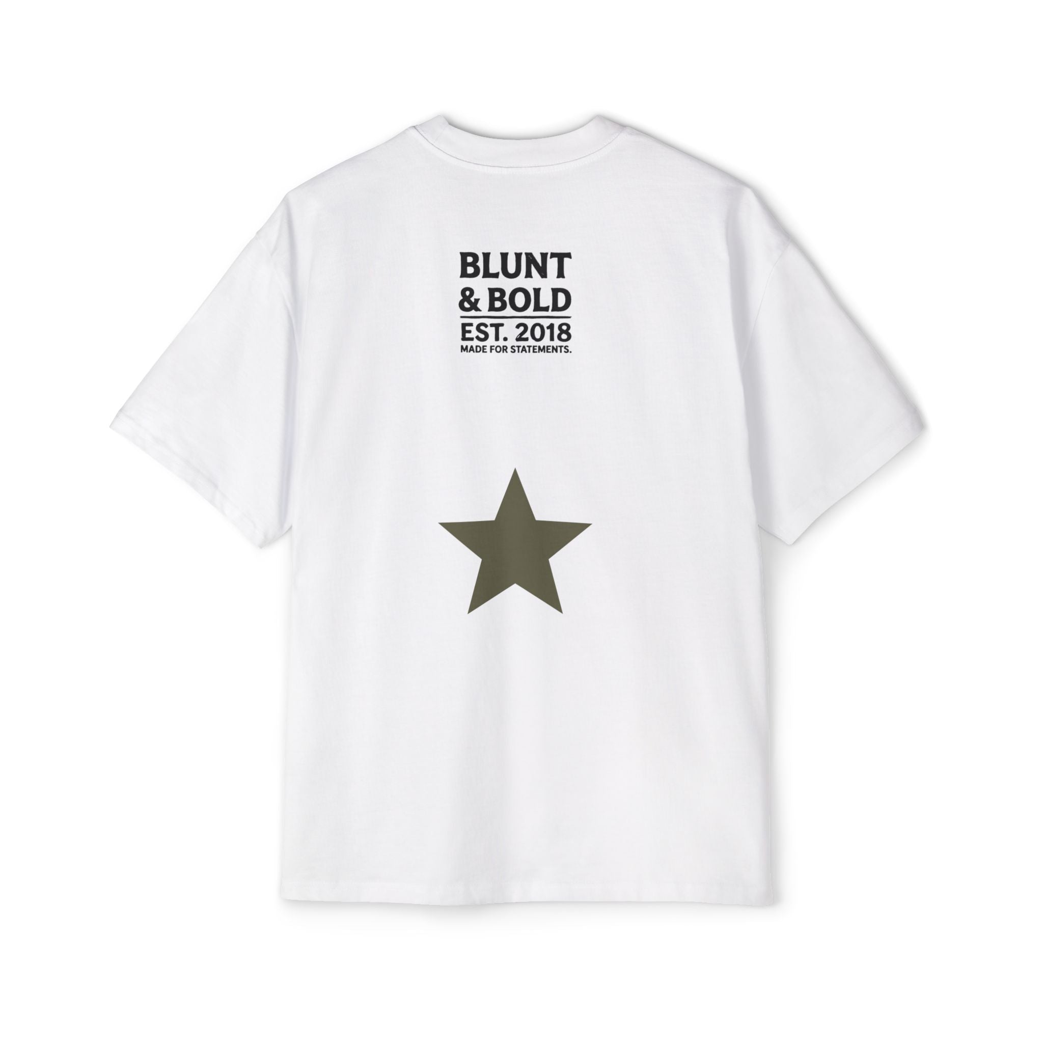 I'm An Enigma Oversized Tee — Graphic Men’s Heavy Cotton Shirt with Back Star & "Blunt & Bold" Print