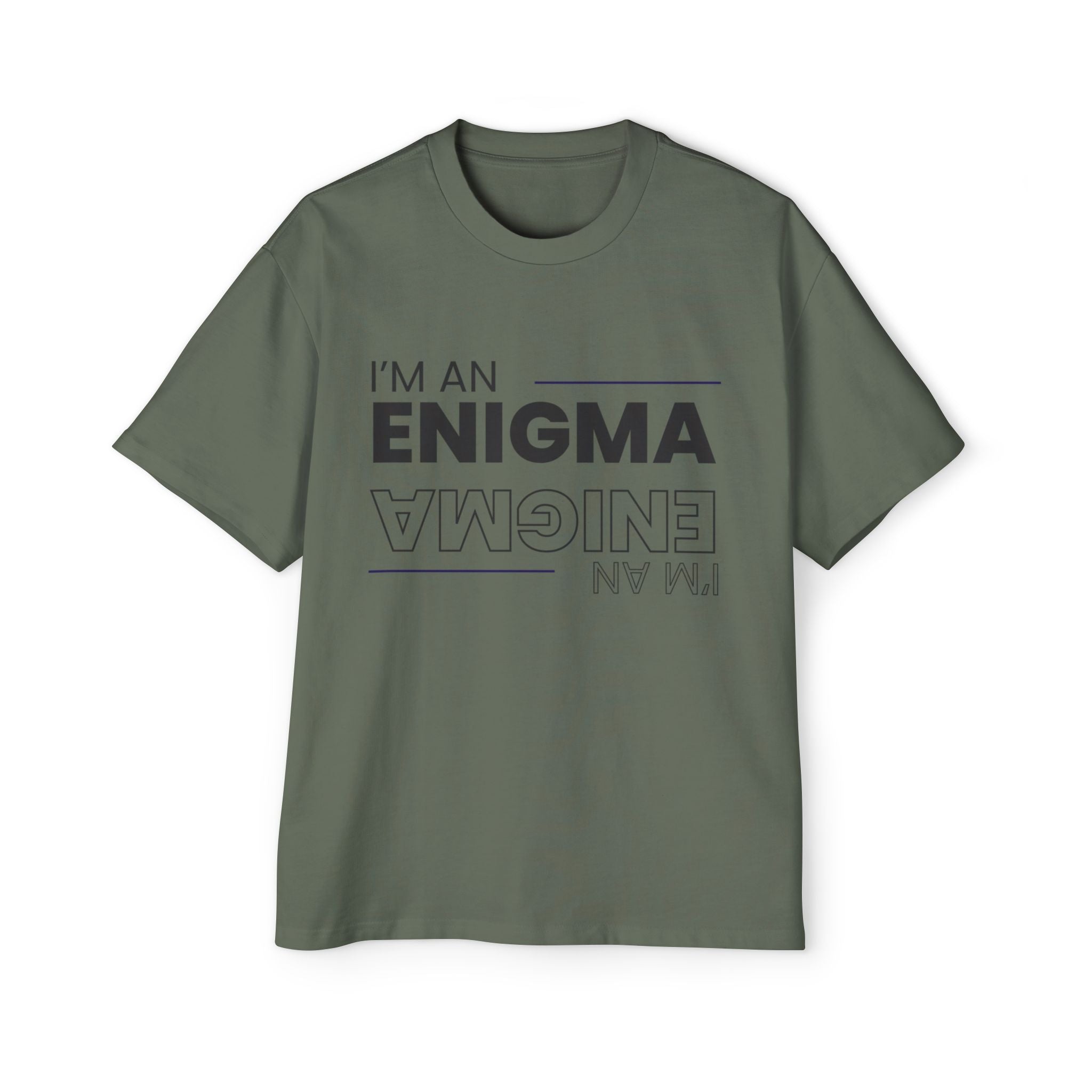I'm An Enigma Oversized Tee — Graphic Men’s Heavy Cotton Shirt with Back Star & "Blunt & Bold" Print
