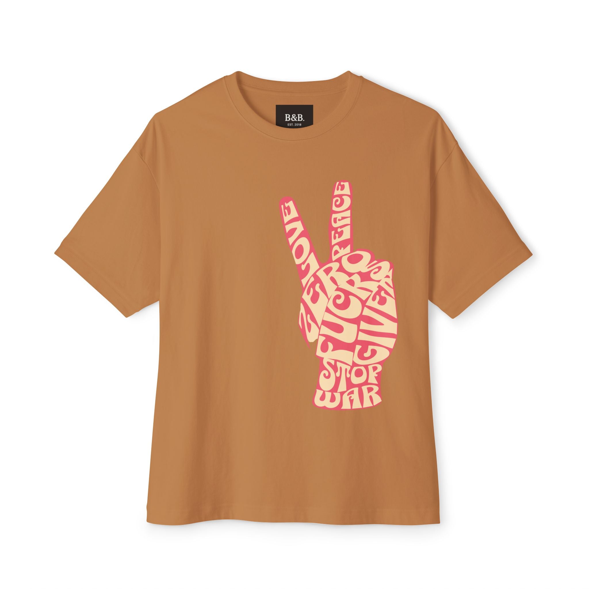 Mens Zero Fucks Peace Sign Graphic Oversized Tee