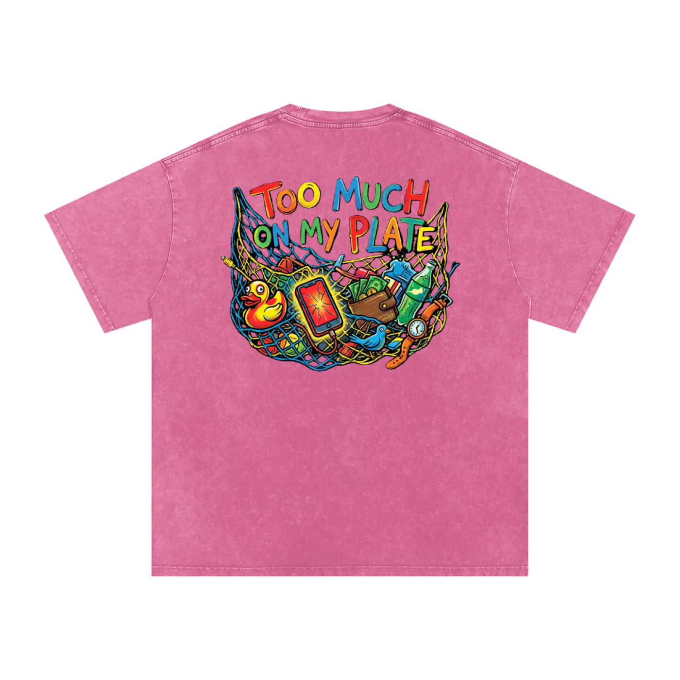 MENS '2 MUCH 2 PLATE' Snow Washed Oversized Cotton TEE