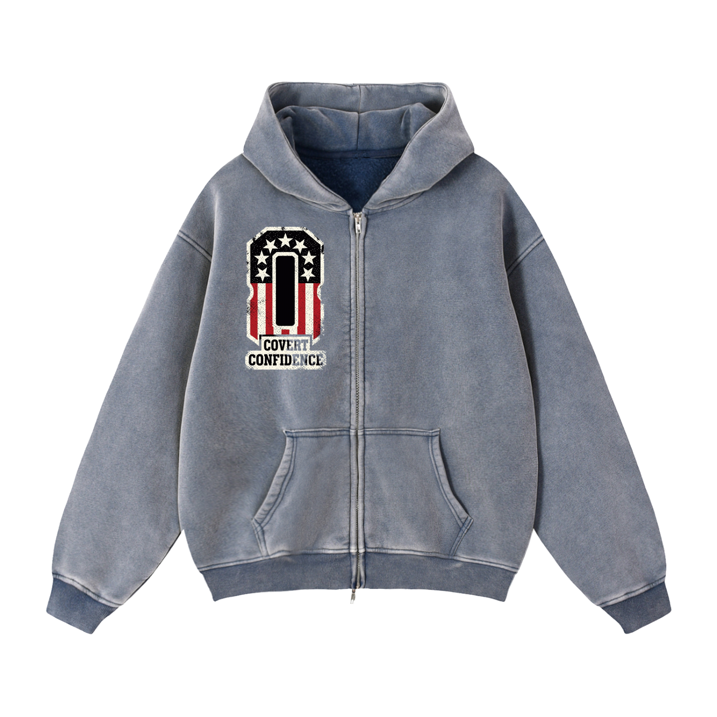 MENS 'COVERT CONFIDENCE' Zip-Through Boxy Fleece Hoodie