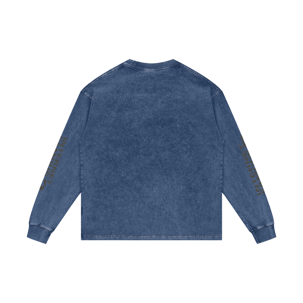MENS '  INTERNET FAMOUS ; Acid Wash Oversize Long Sleeve TEE