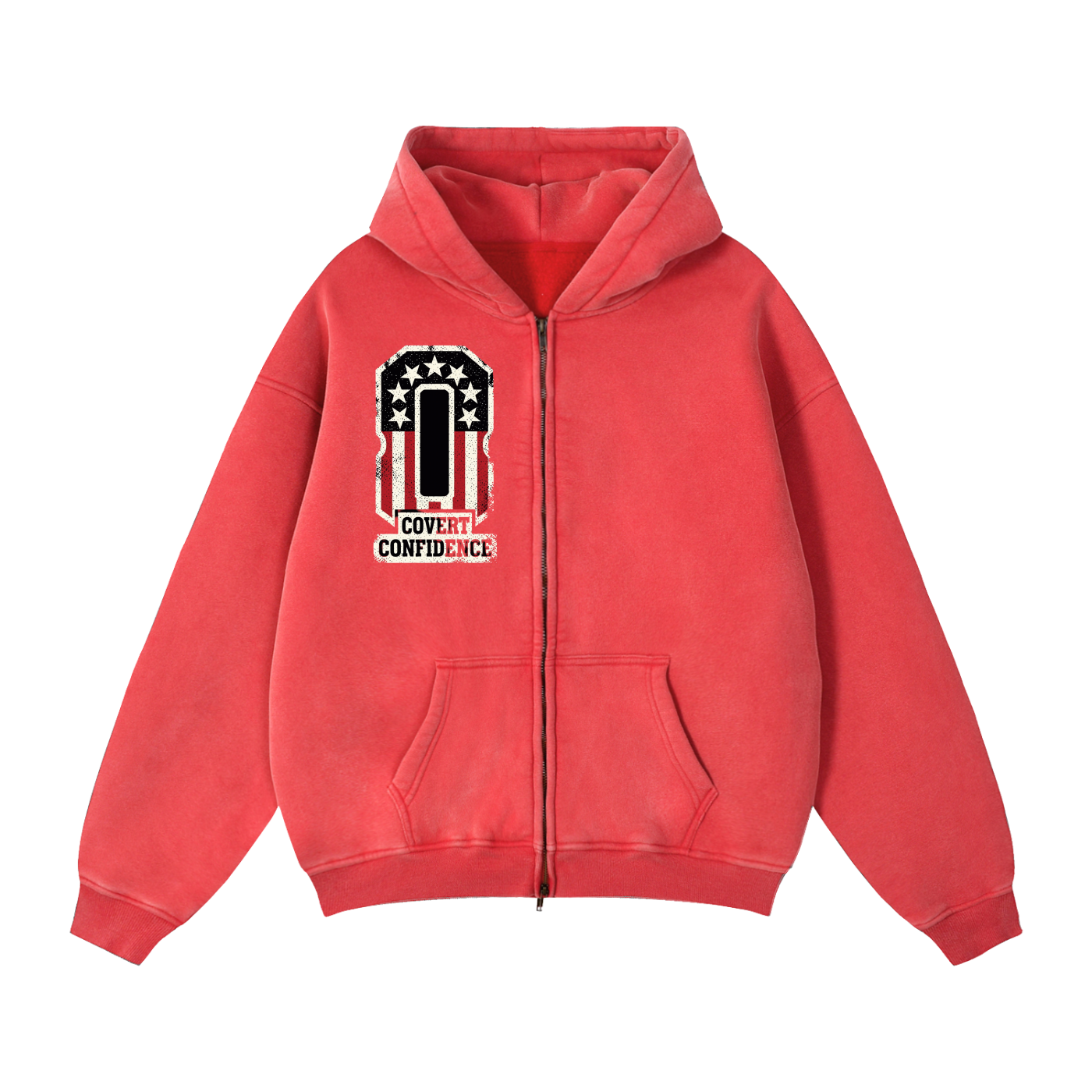 MENS 'COVERT CONFIDENCE' Zip-Through Boxy Fleece Hoodie