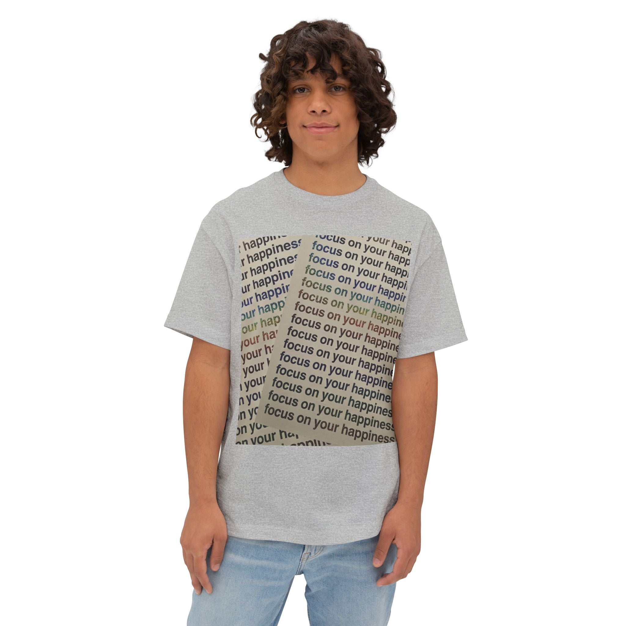 Mens Focus on Your Happiness Oversized Tee