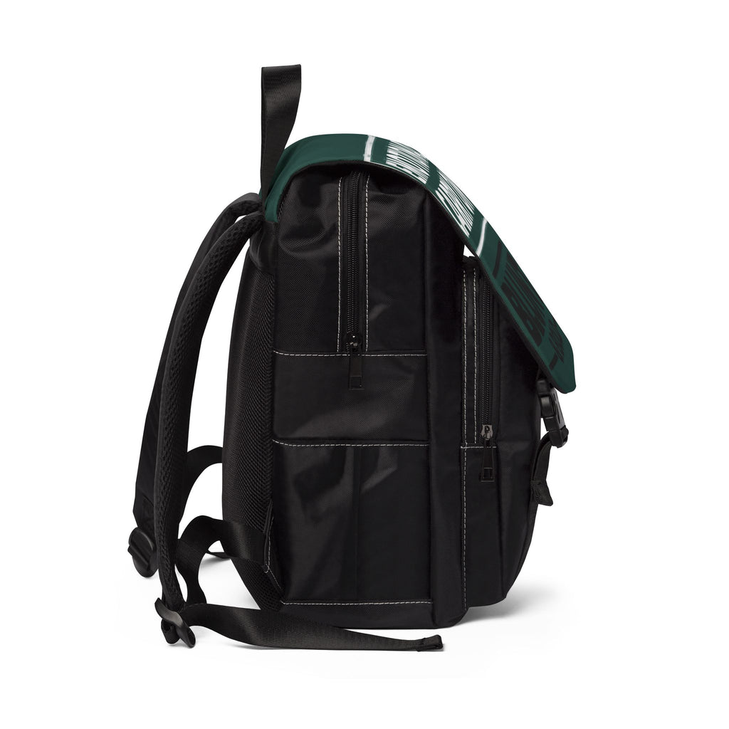 Backpack — "Emotional Carry On" Green Flap Casual Travel Bag