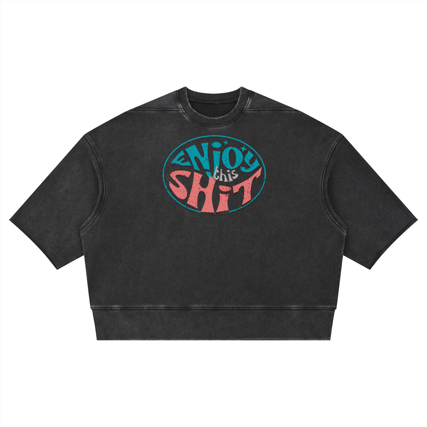 Mens 'ENJOY THIS SHIT' Mineral Wash Boxy Raw Edge Shirt