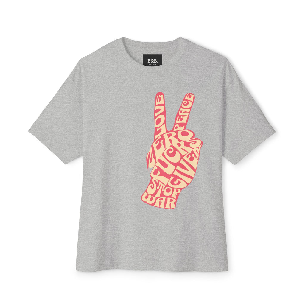 Mens Zero Fucks V1 Peace Sign Graphic Oversized  Tee
