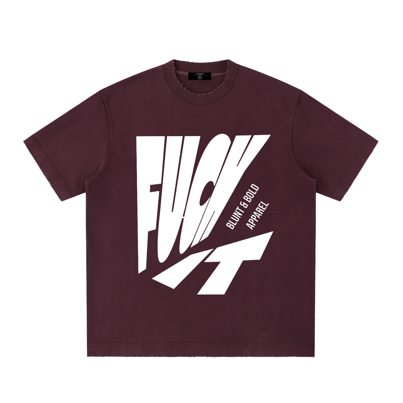 Mens 'FUCK IT' Heavyweight Vintage Washed Frayed Tee