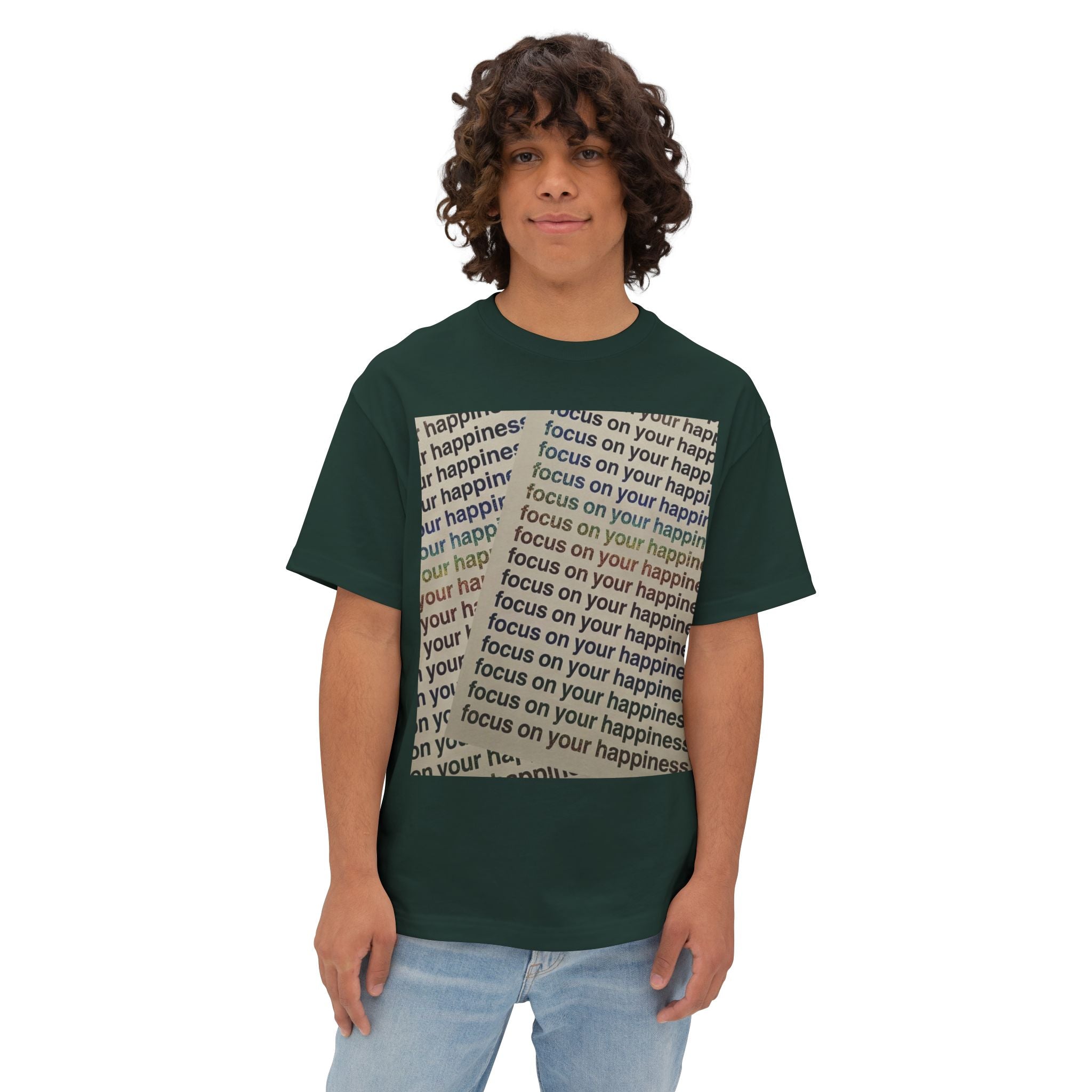 Mens Focus on Your Happiness Oversized Tee