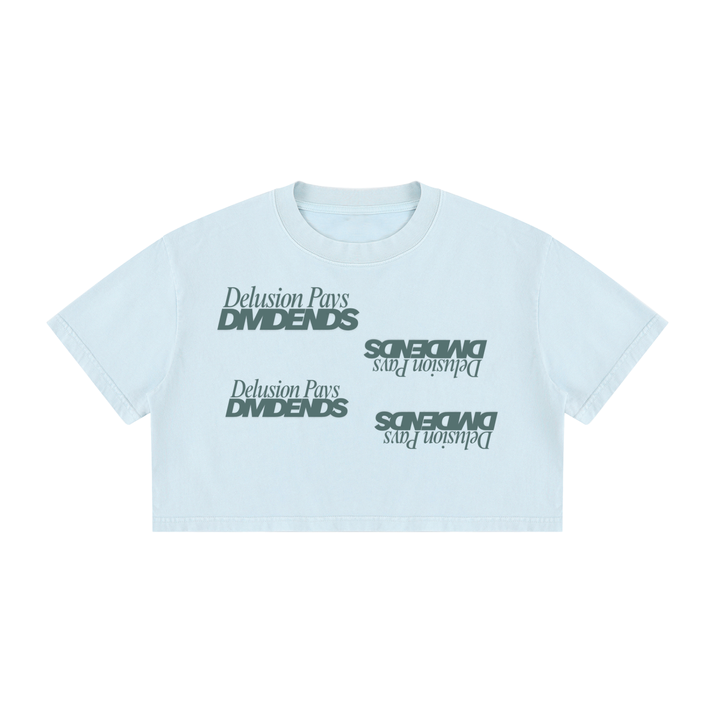 WOMENS ' DELUSIONAL DIVIDENDS ' Mineral Wash Cotton Crop TEE