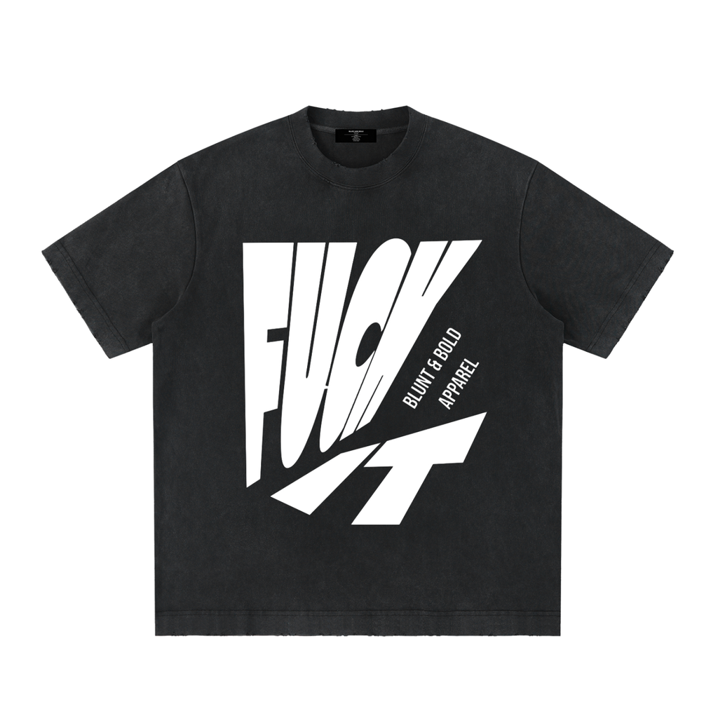 Mens 'FUCK IT' Heavyweight Vintage Washed Frayed Tee