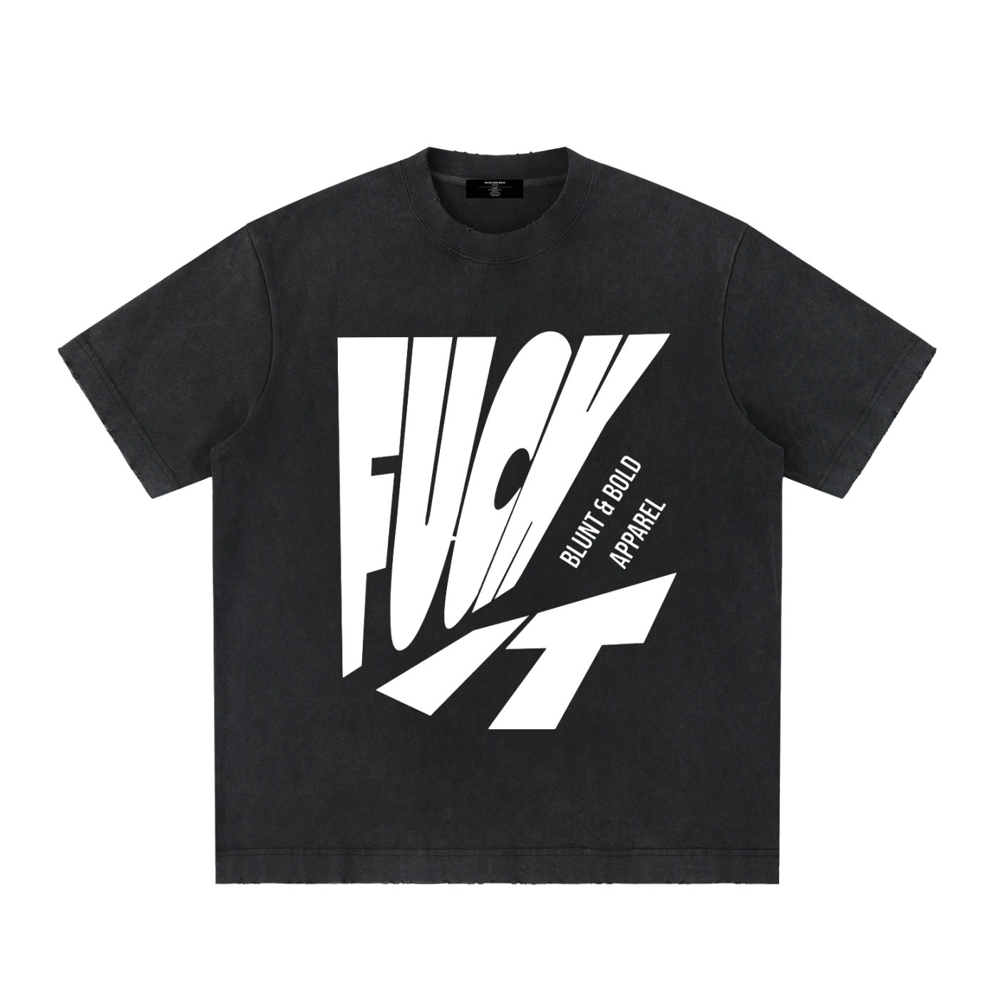 Mens 'FUCK IT' Heavyweight Vintage Washed Frayed Tee