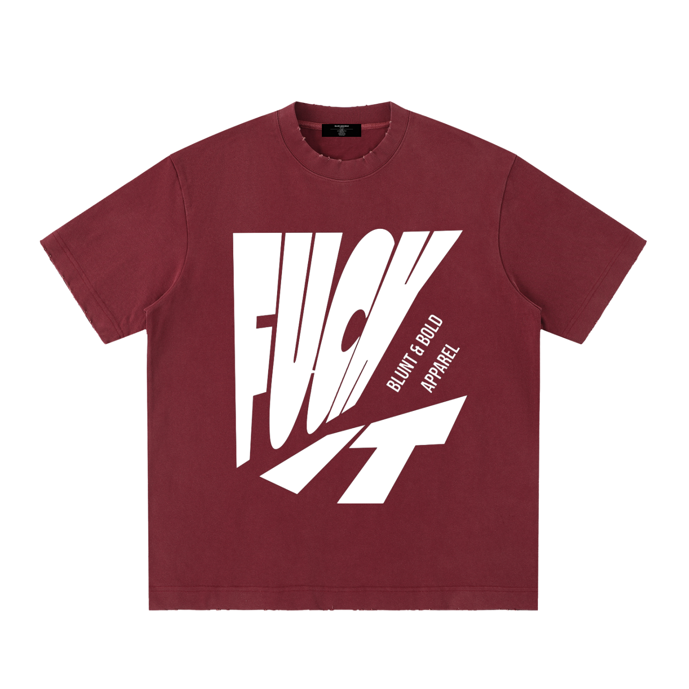 Mens 'FUCK IT' Heavyweight Vintage Washed Frayed Tee