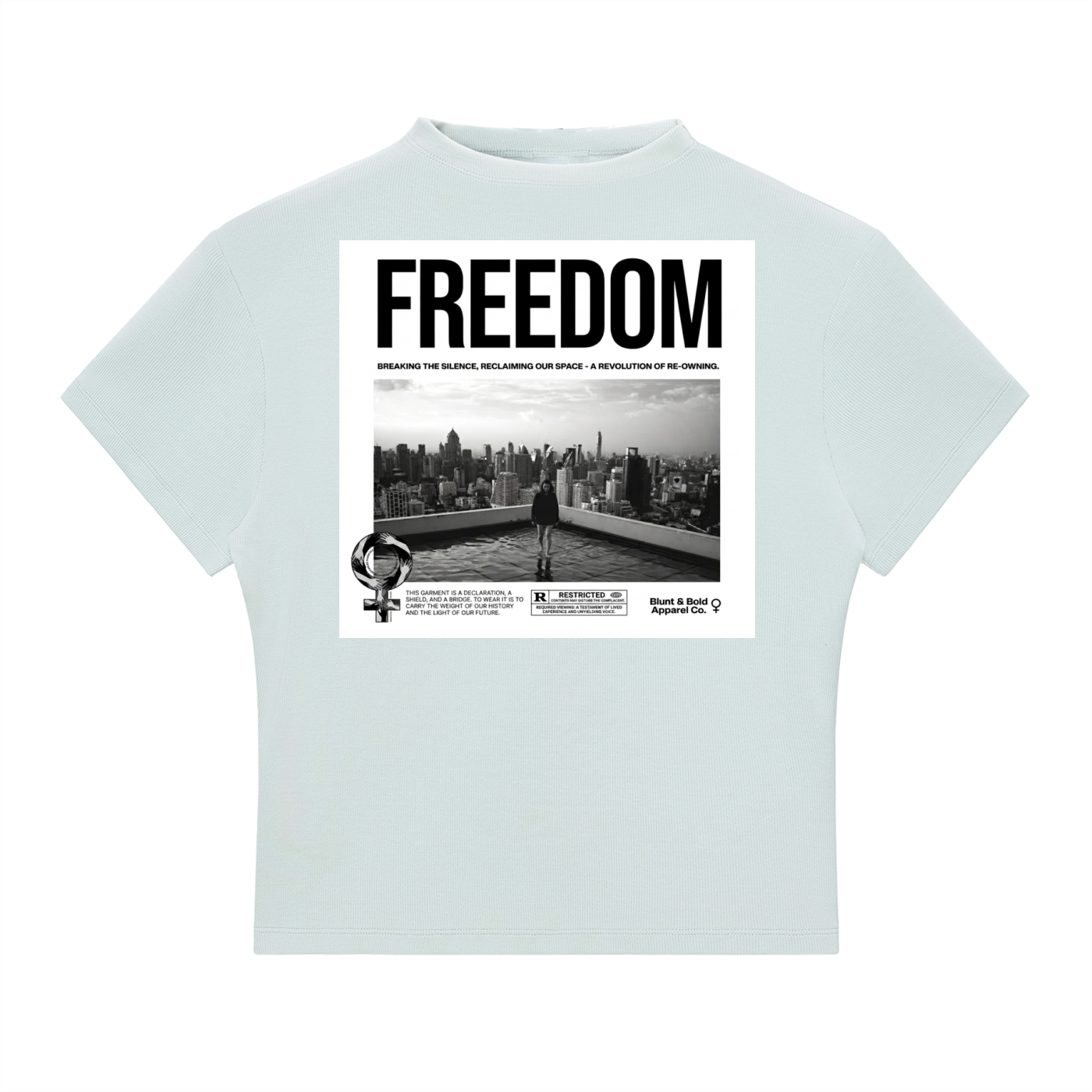 Womens 'FREEDOM" Essential Slim Fit Mock Neck Tee