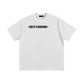 Mens 'KEEP LOOKING' Heavyweight Vintage Washed Frayed Tee