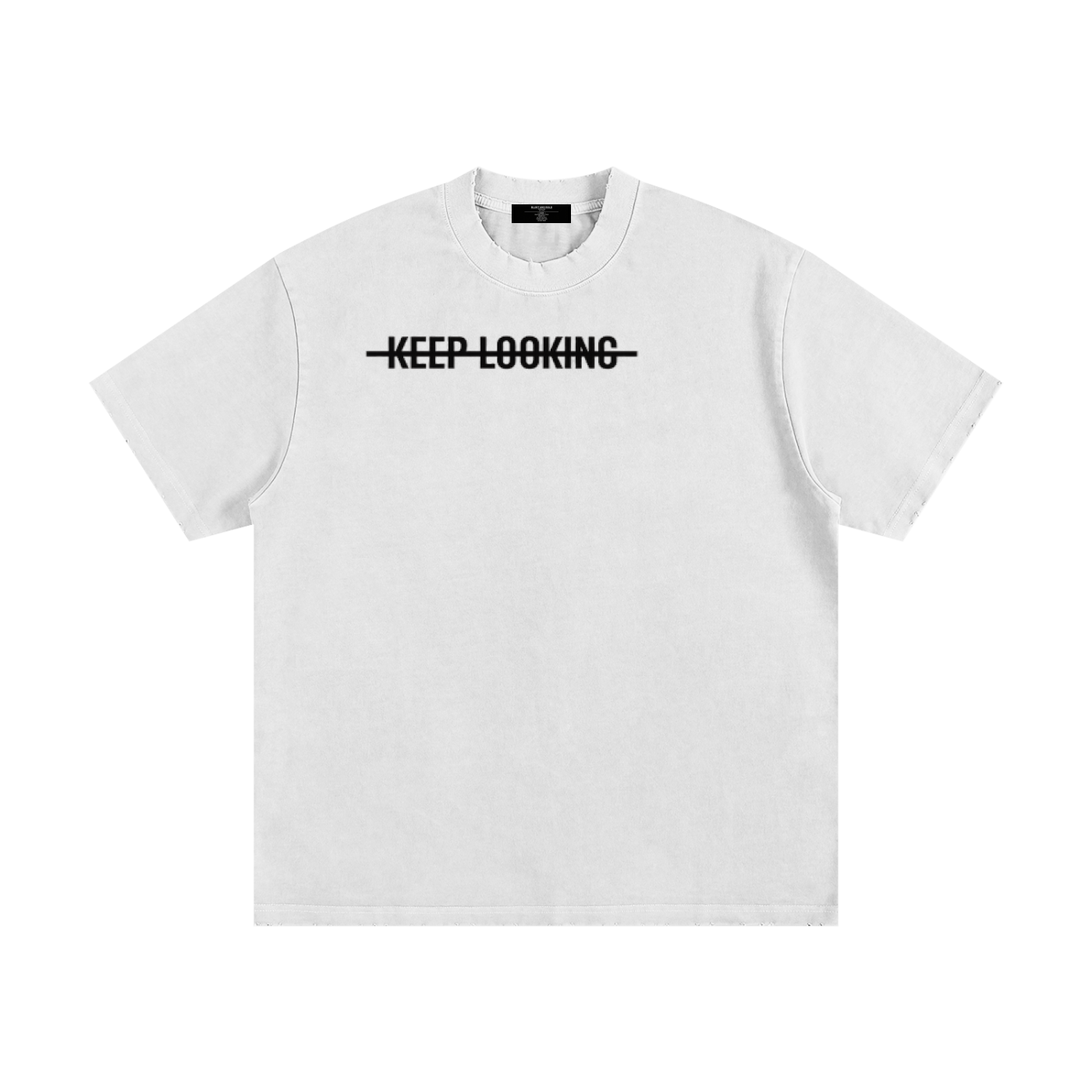 Mens 'KEEP LOOKING' Heavyweight Vintage Washed Frayed Tee