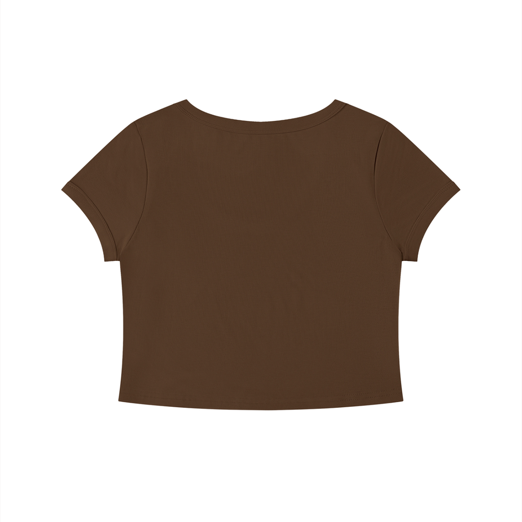 Womens 'ENIGMA' Solid Color Slim Crop Tee