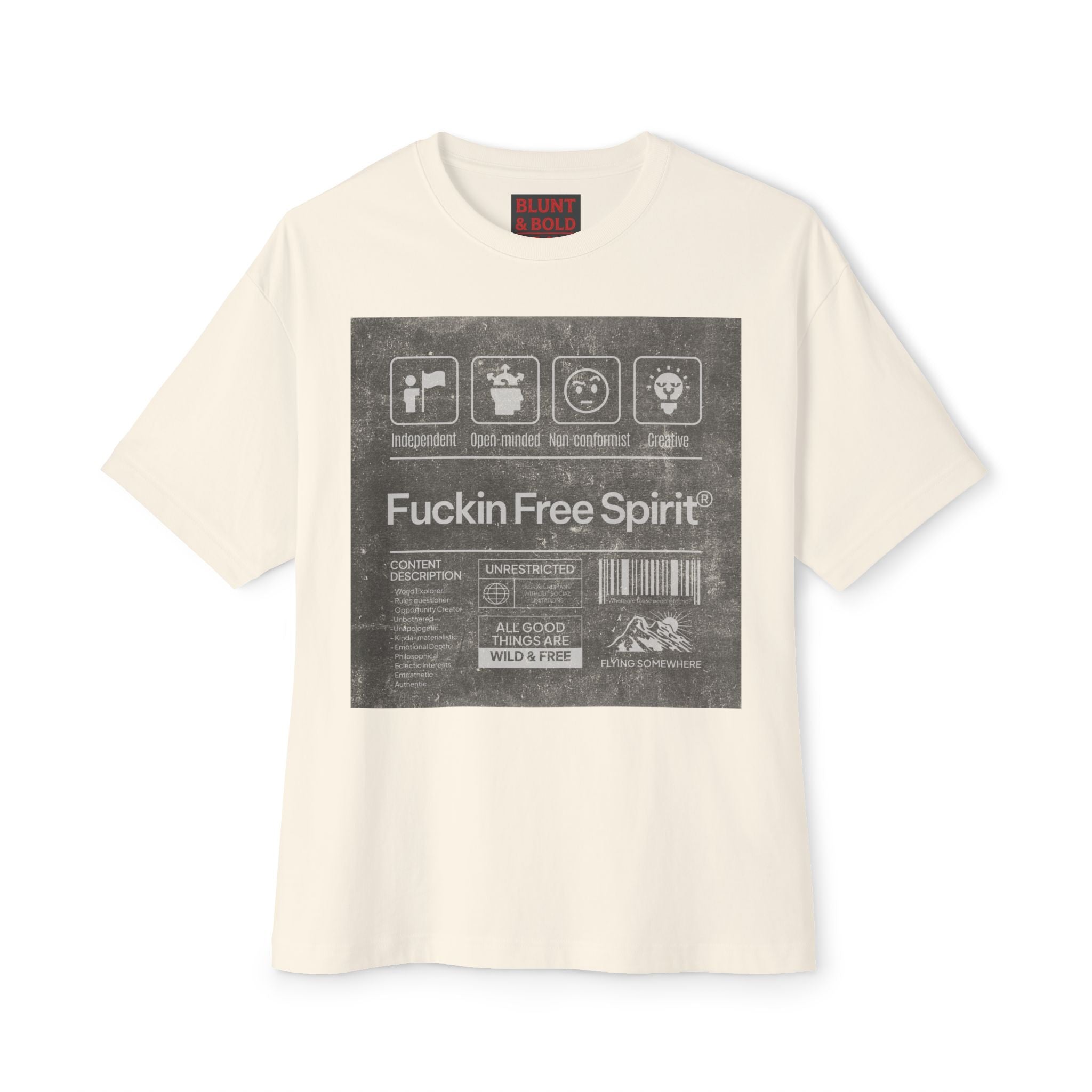 Mens ;FREE SPIRIT" Oversized  Boxy Tee