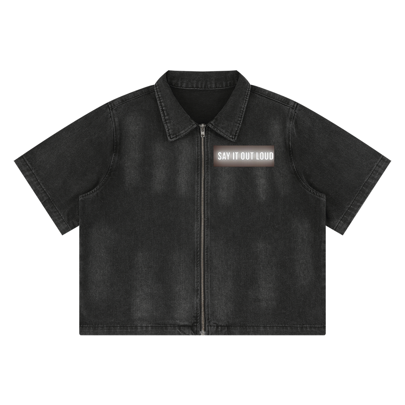 Mens' SAY IT OUT LOUD'  Vintage Washed Full-Zip Denim Shirt