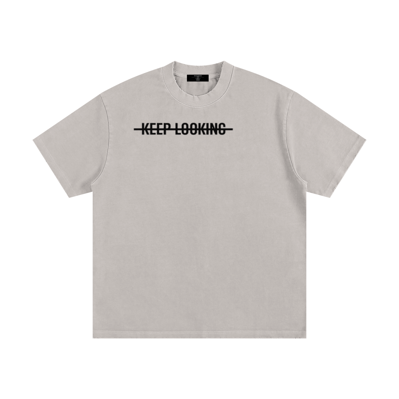 Mens 'KEEP LOOKING' Heavyweight Vintage Washed Frayed Tee