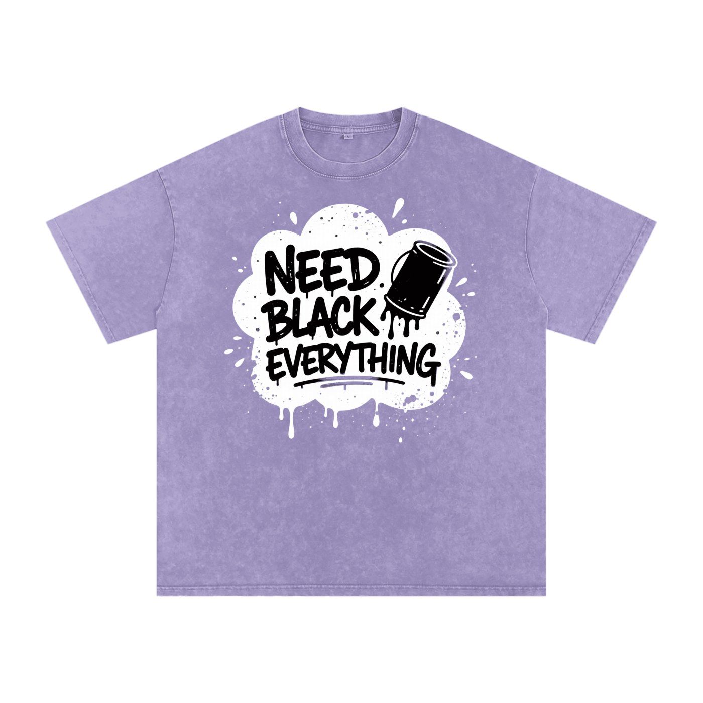 MENS 'NEED  BLACK EVERYTHING 'Snow Washed Oversized Cotton TEE