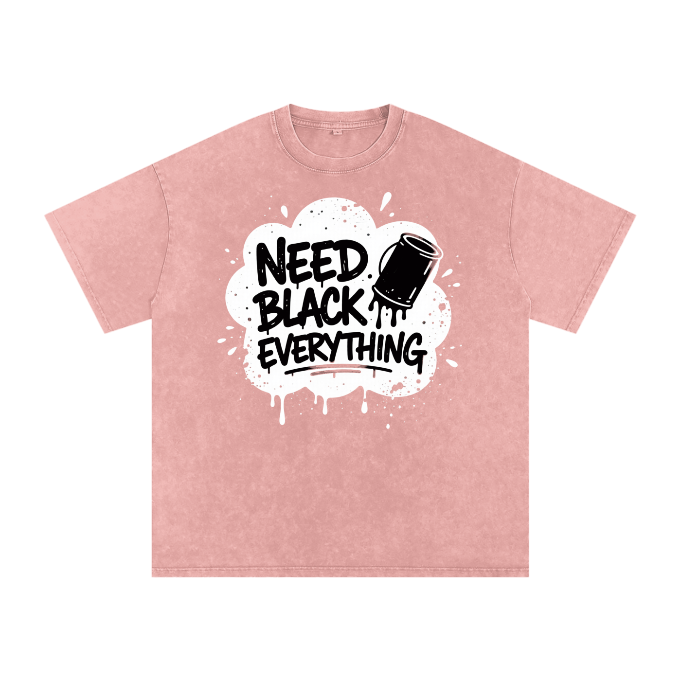 MENS 'NEED  BLACK EVERYTHING 'Snow Washed Oversized Cotton TEE