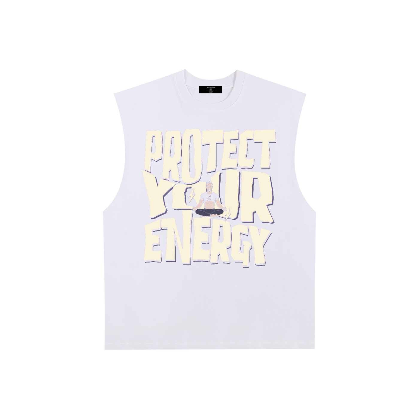 Mens 'PROTECT YOUR ENERGY' Raw Edge Cotton Tank