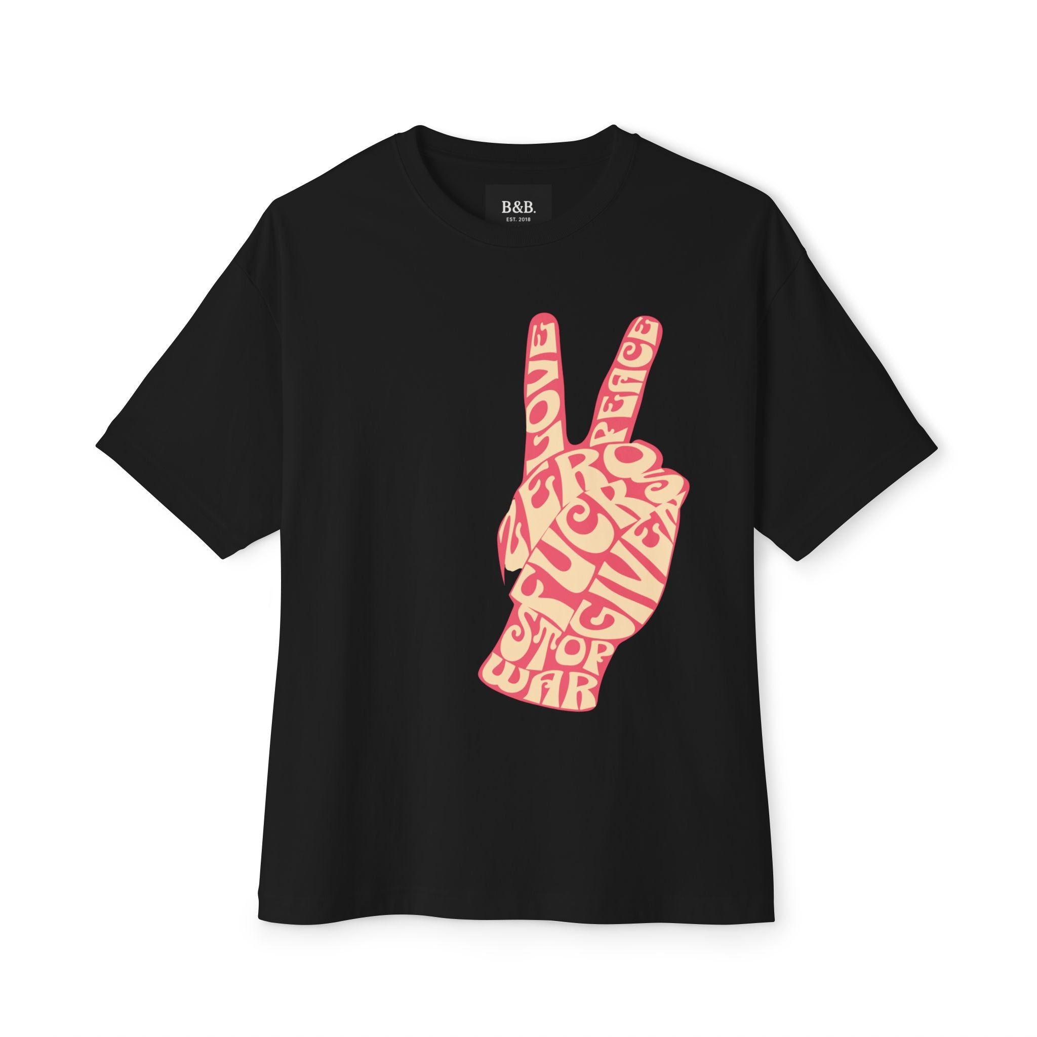 Mens Zero Fucks V1 Peace Sign Graphic Oversized  Tee