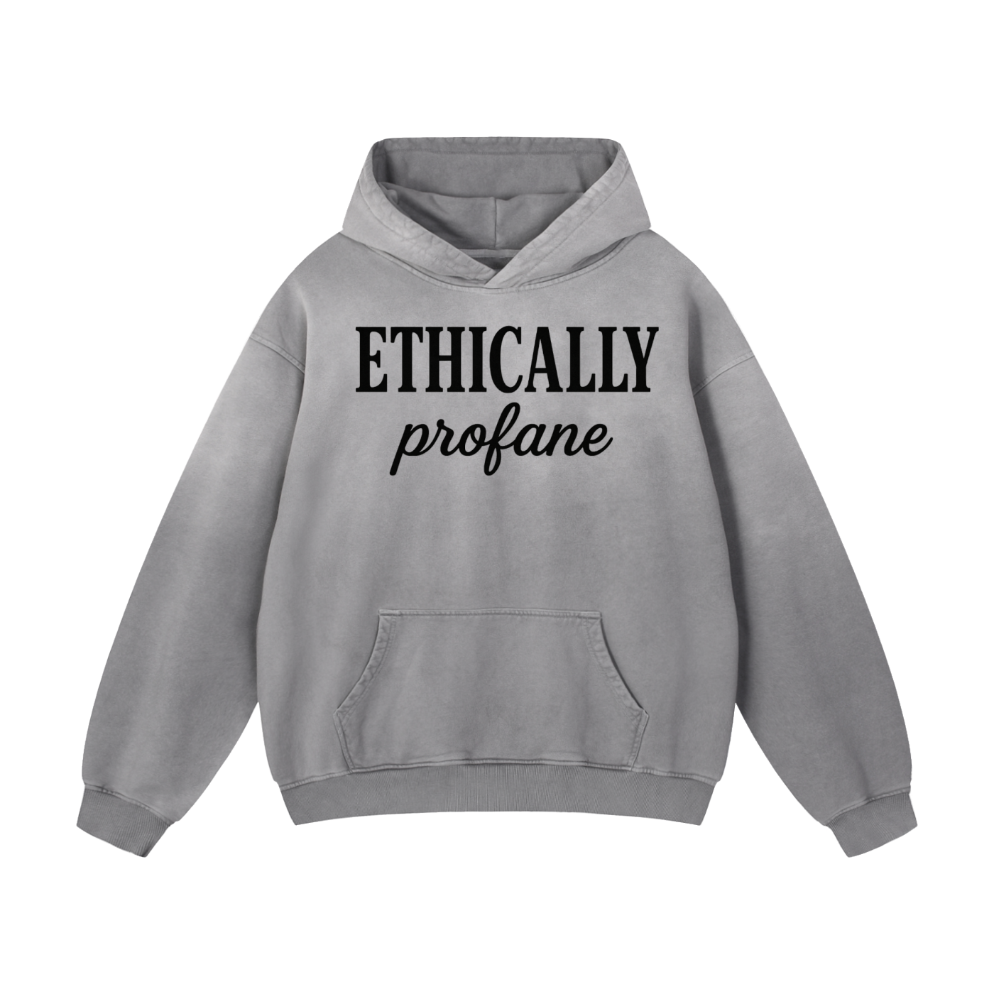 Mens 'ETHICALLY PROFANE' Heavyweight Sunfade Oversized Hoodie