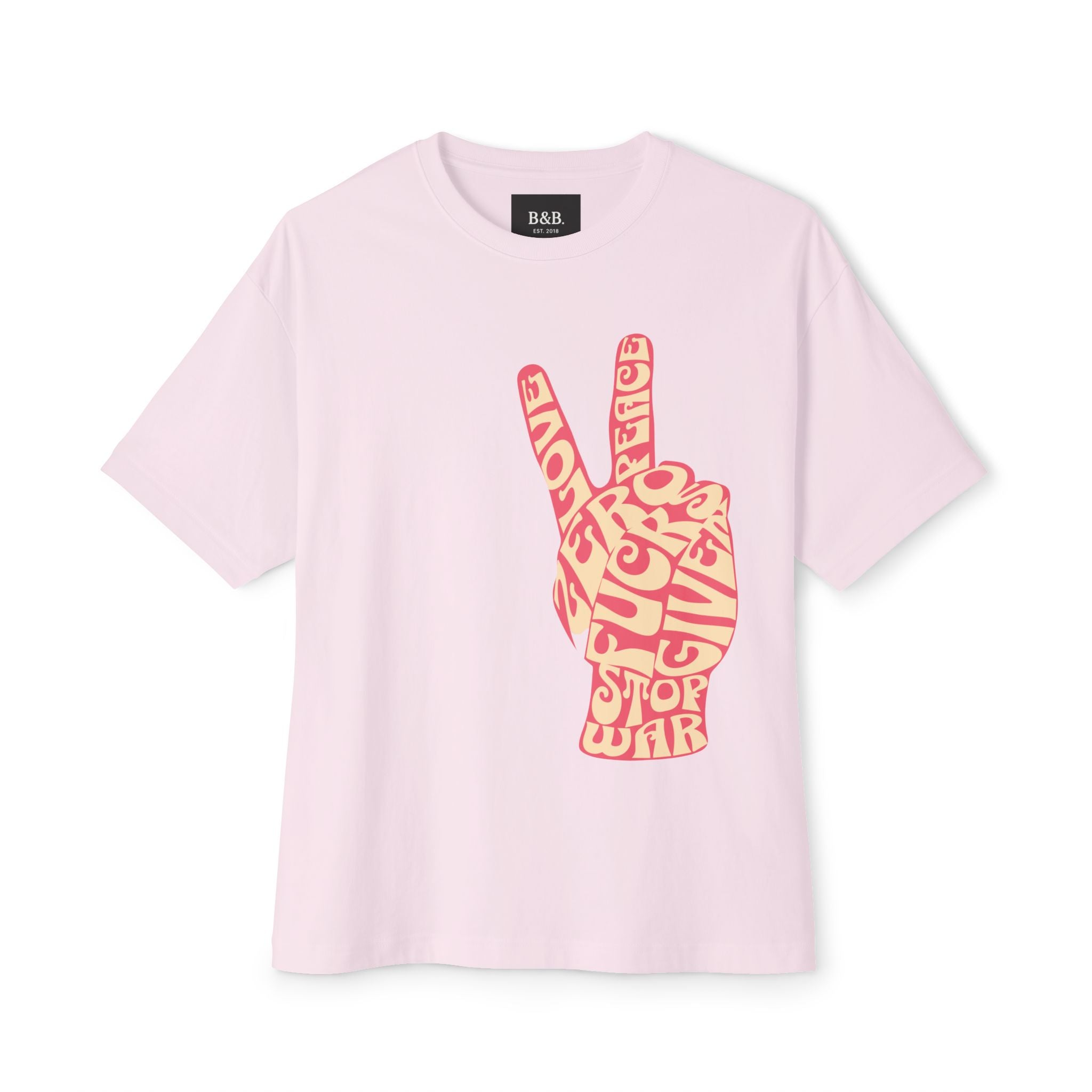 Mens Zero Fucks Peace Sign Graphic Oversized Tee