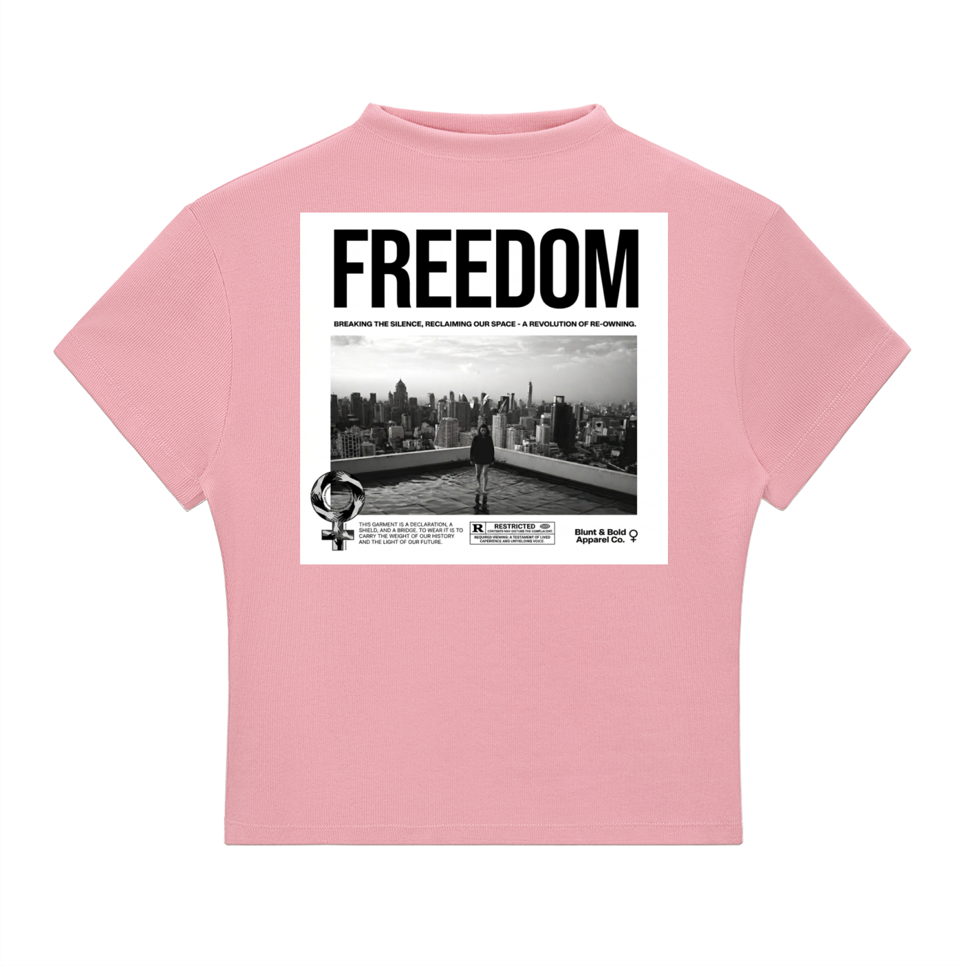 Womens 'FREEDOM" Essential Slim Fit Mock Neck Tee
