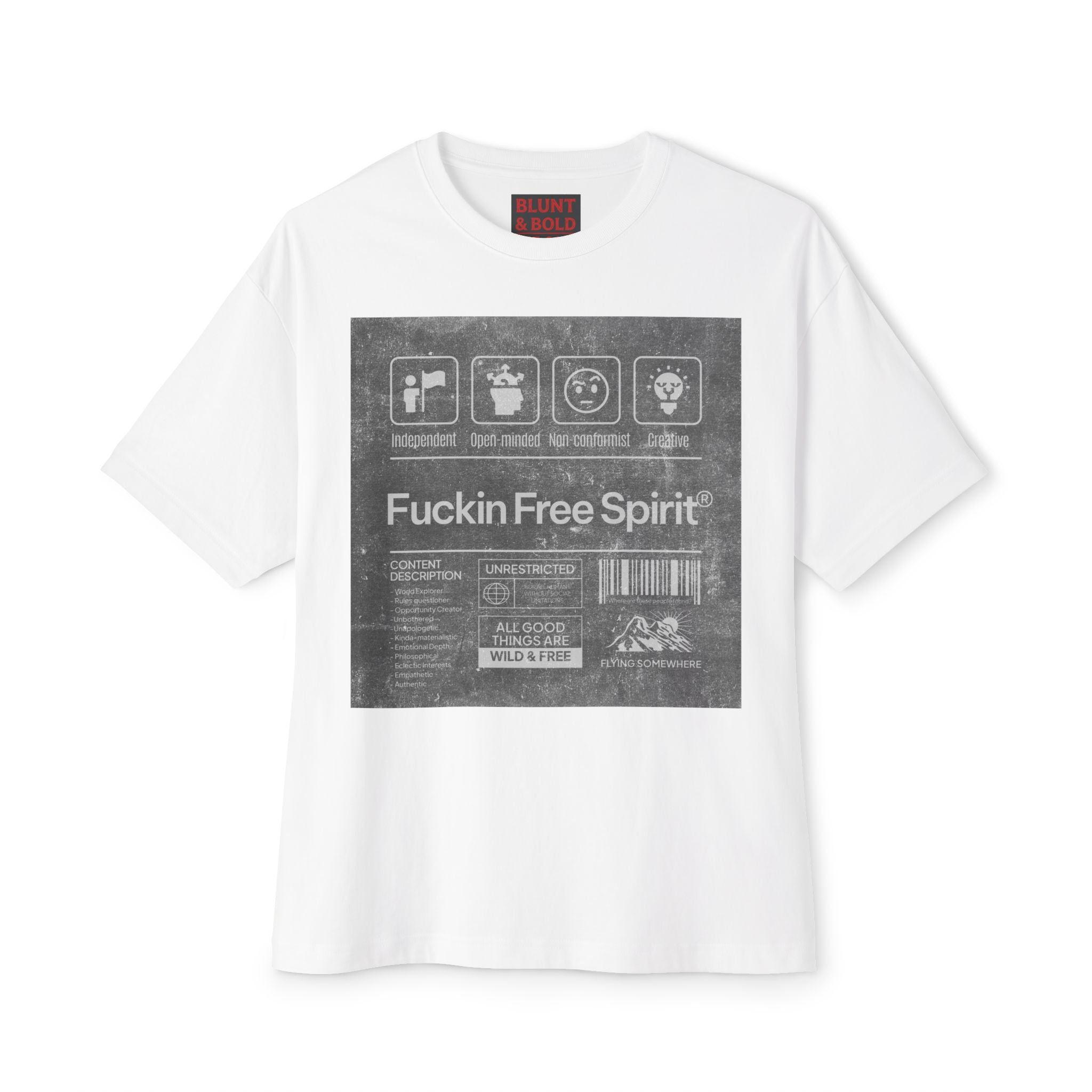 Mens ;FREE SPIRIT" Oversized  Boxy Tee