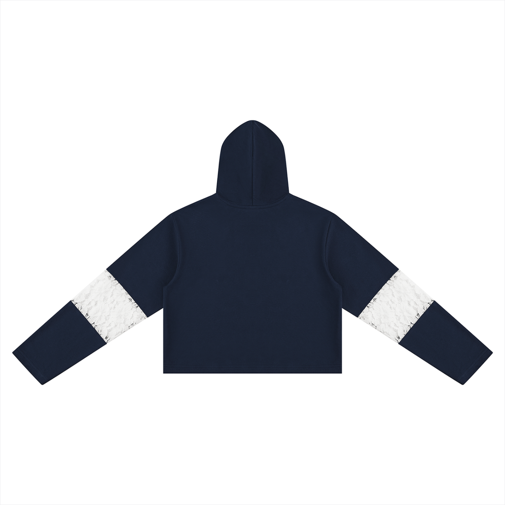 WOMENS 'DOPE'  Cropped Lace-Panel Hoodie