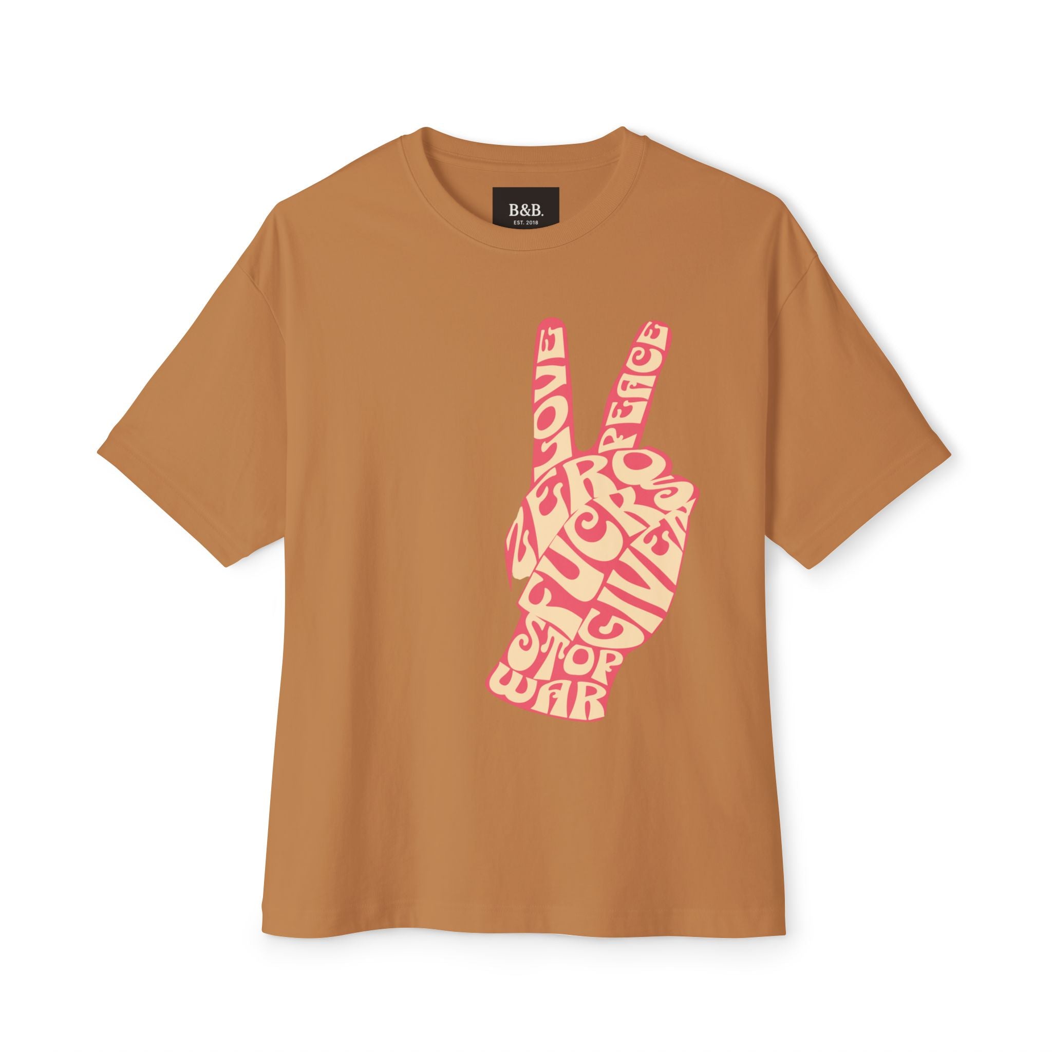 Mens Zero Fucks V1 Peace Sign Graphic Oversized  Tee