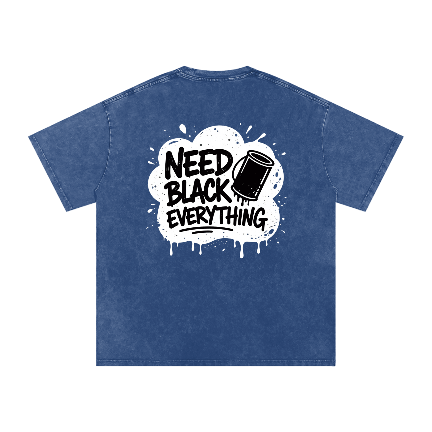MENS 'NEED  BLACK EVERYTHING 'Snow Washed Oversized Cotton TEE
