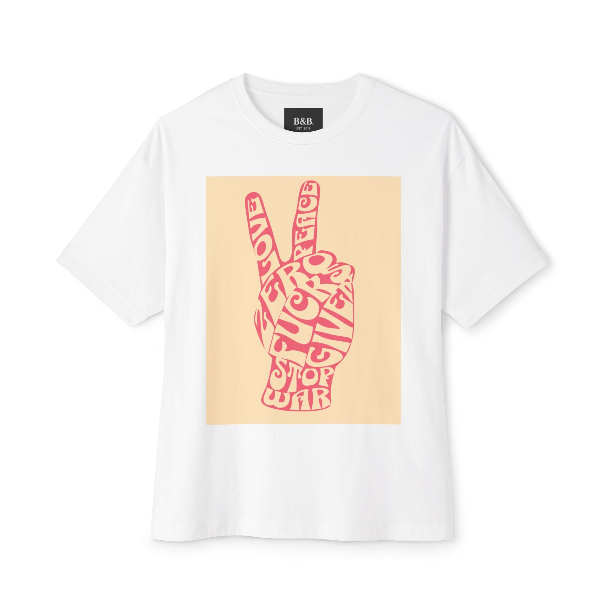 Mens Zero Fucks Peace Sign Graphic Oversized Tee