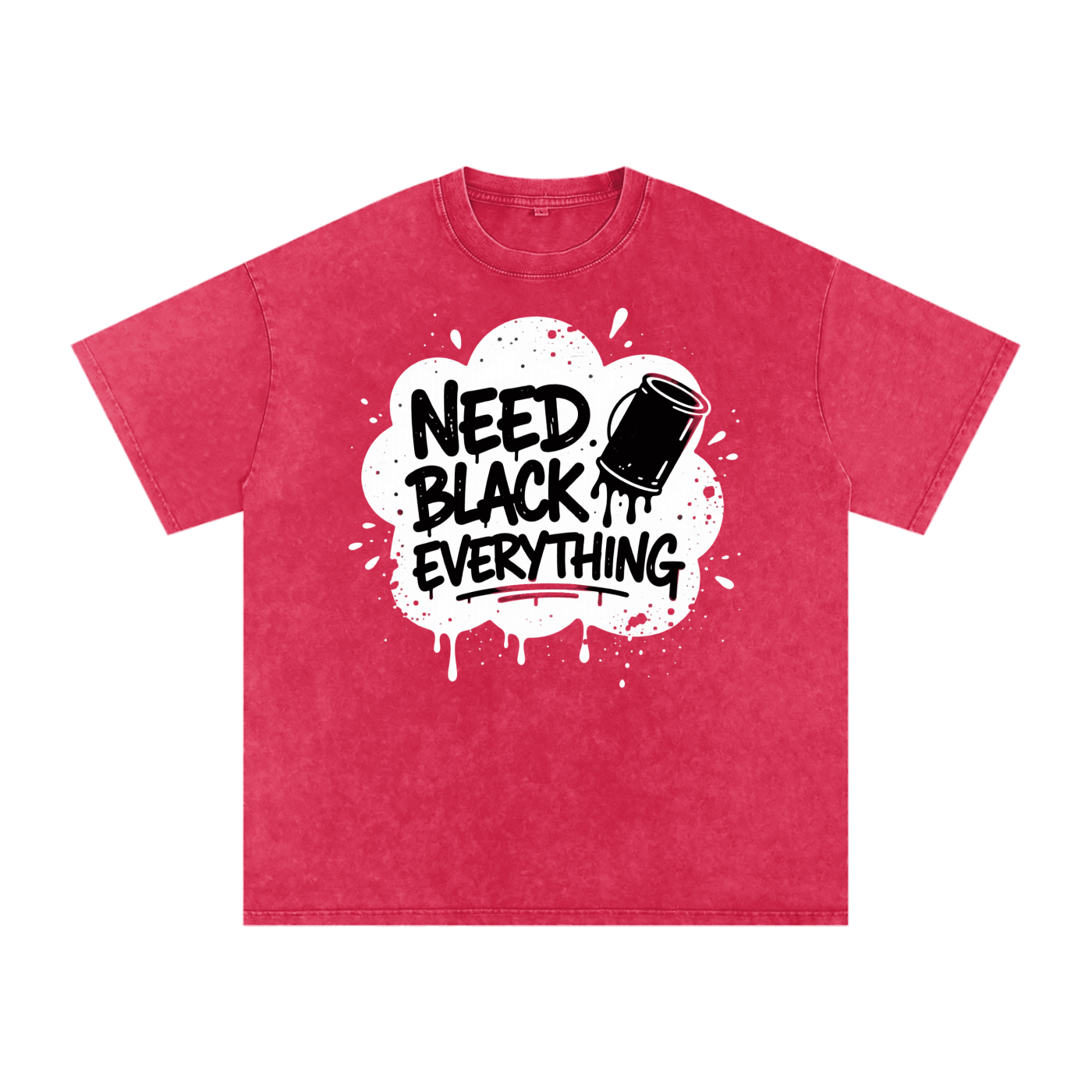 MENS 'NEED  BLACK EVERYTHING 'Snow Washed Oversized Cotton TEE