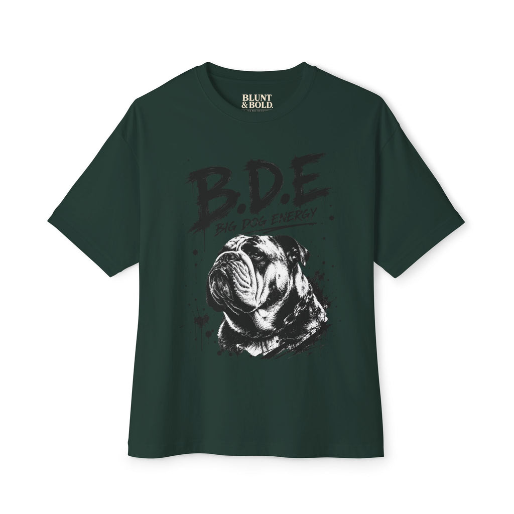 B.D.E. Bulldog Graphic Tee — "Big Dog Energy" Oversized Boxy T-Shirt