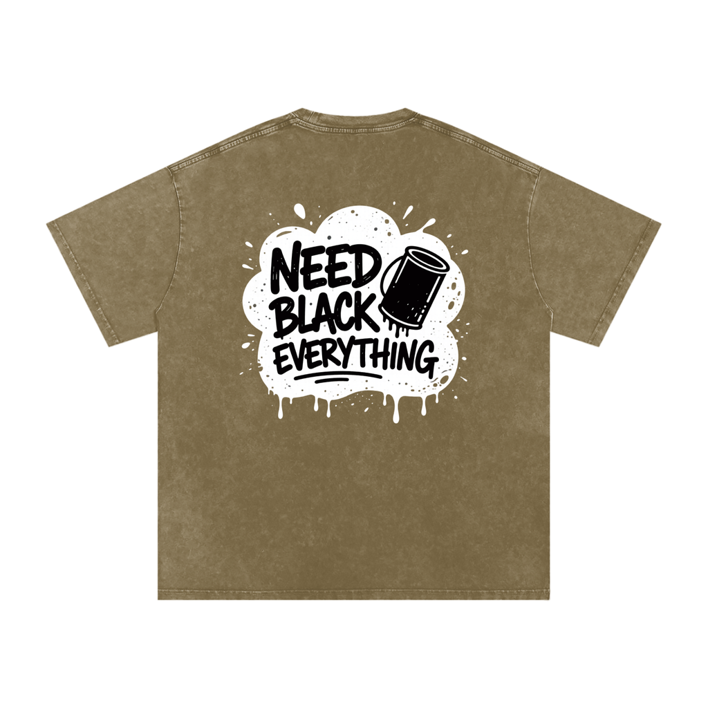 MENS 'NEED  BLACK EVERYTHING 'Snow Washed Oversized Cotton TEE