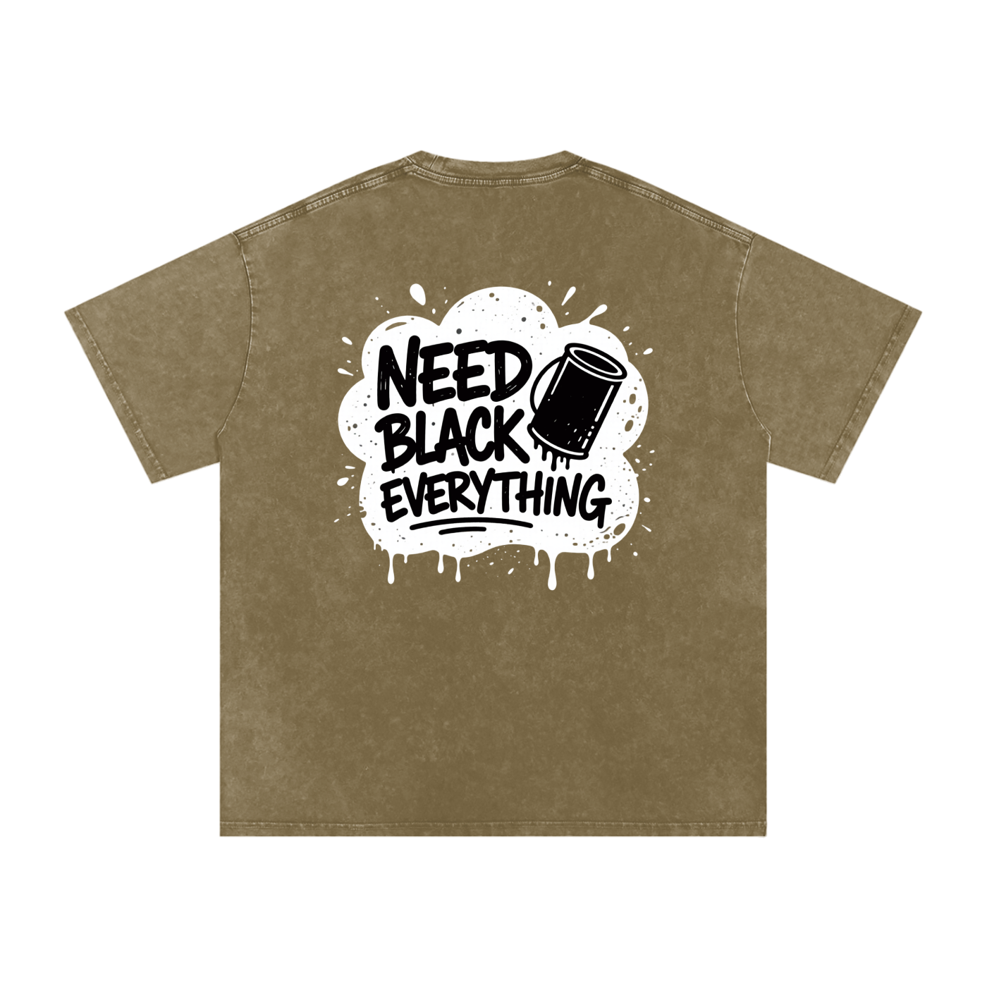 MENS 'NEED  BLACK EVERYTHING 'Snow Washed Oversized Cotton TEE