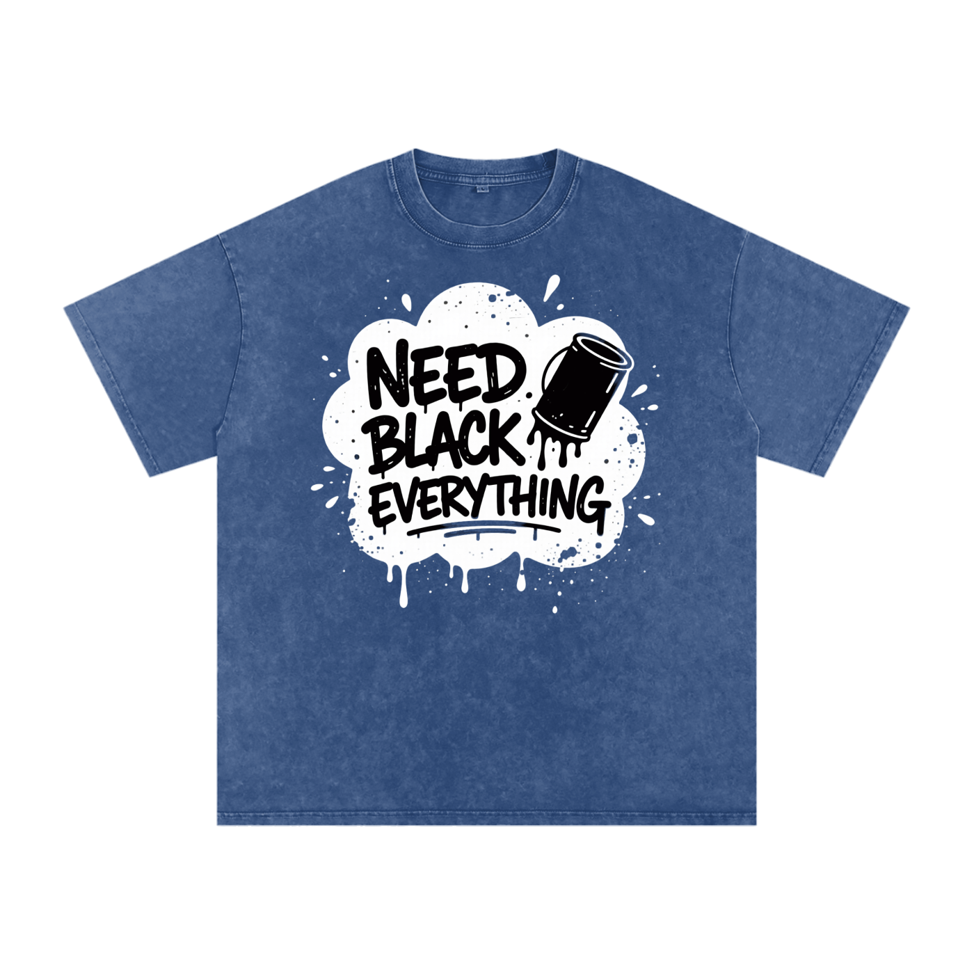 MENS 'NEED  BLACK EVERYTHING 'Snow Washed Oversized Cotton TEE