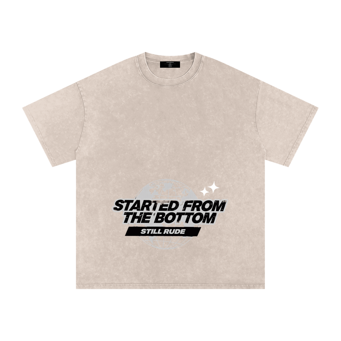 MENS ' FROM THE BOTTOM ' Snow Washed Oversized Cotton TEE