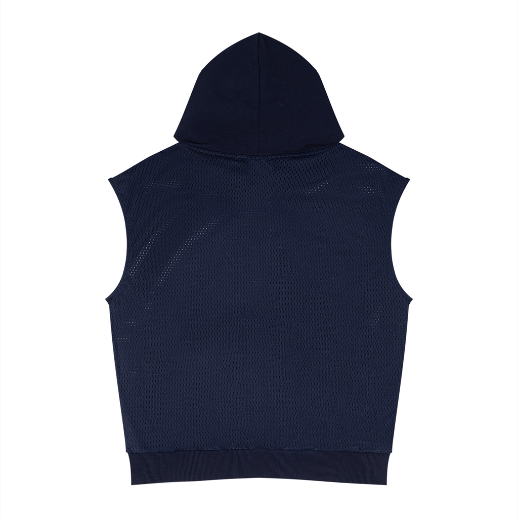 MENS ' FUCK RULES  Panel Mesh Sleeveless Hoodie