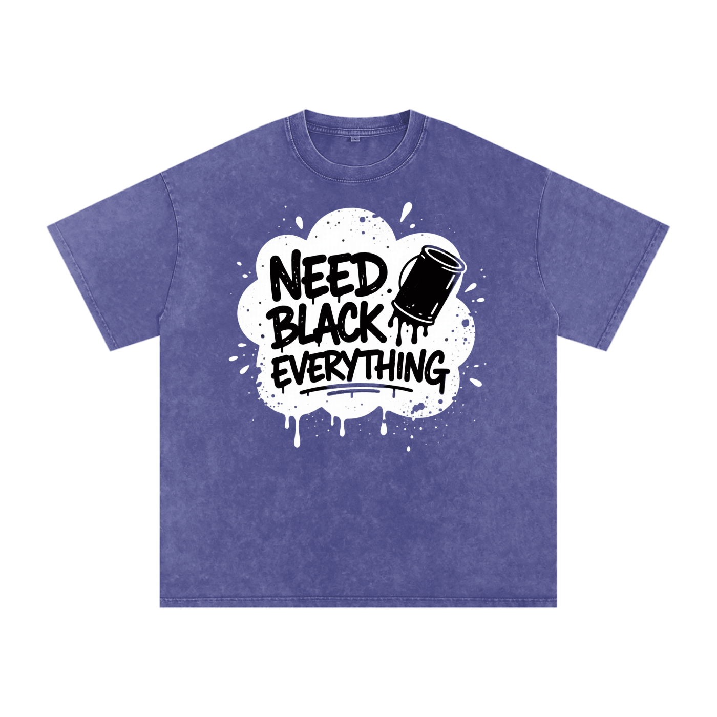 MENS 'NEED  BLACK EVERYTHING 'Snow Washed Oversized Cotton TEE