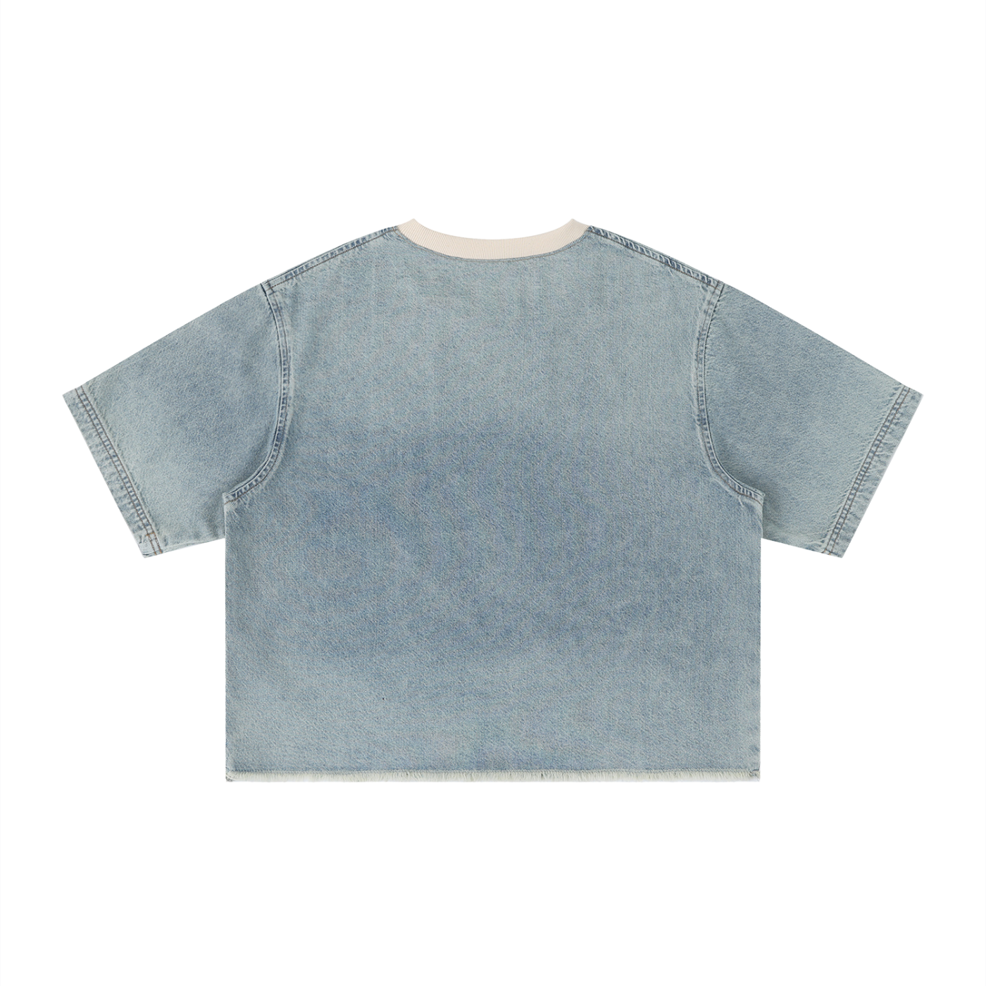 Mens 'EXPECTATIONS' Vintage Wash Boxy Raw Hem Denim Tee
