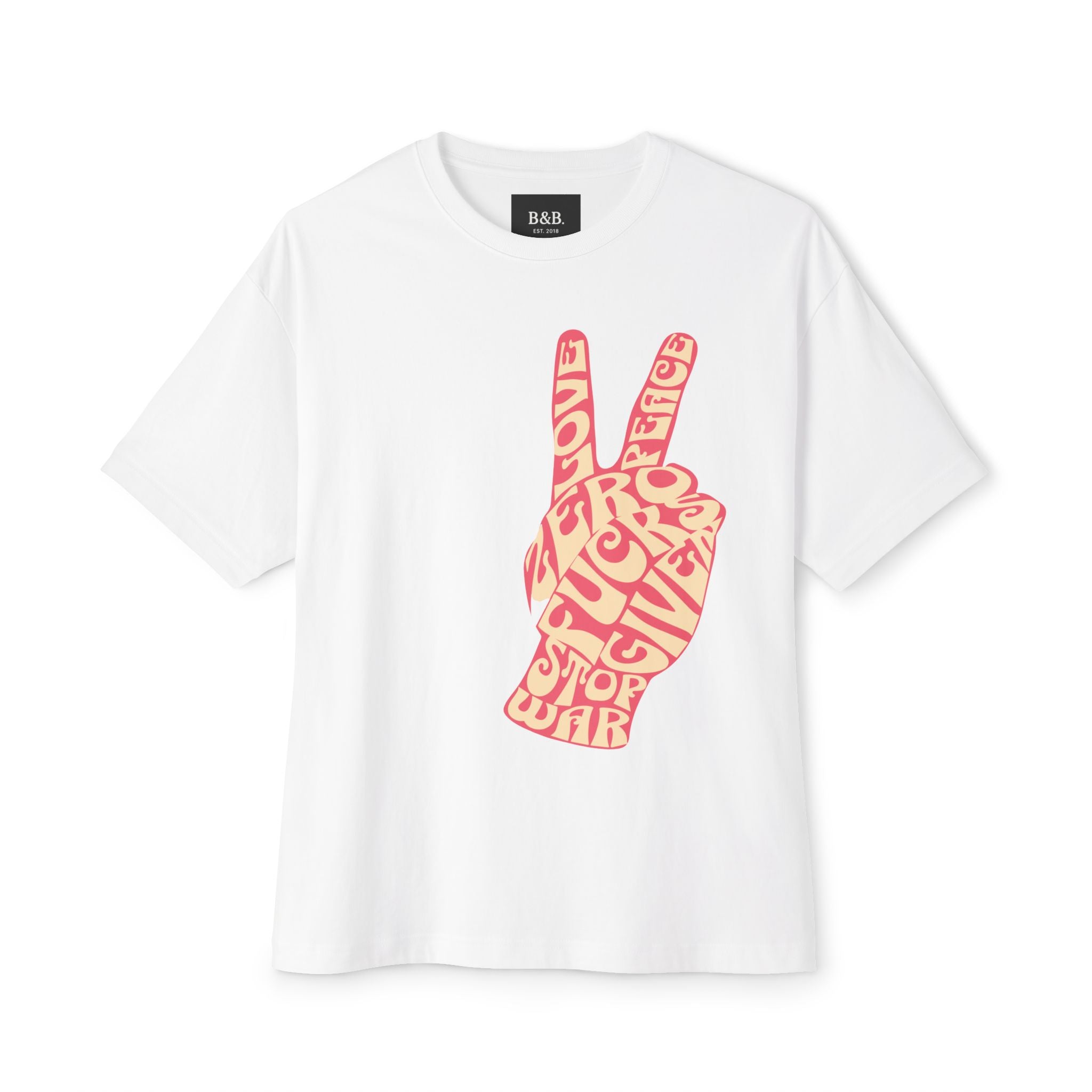 Mens Zero Fucks V1 Peace Sign Graphic Oversized  Tee