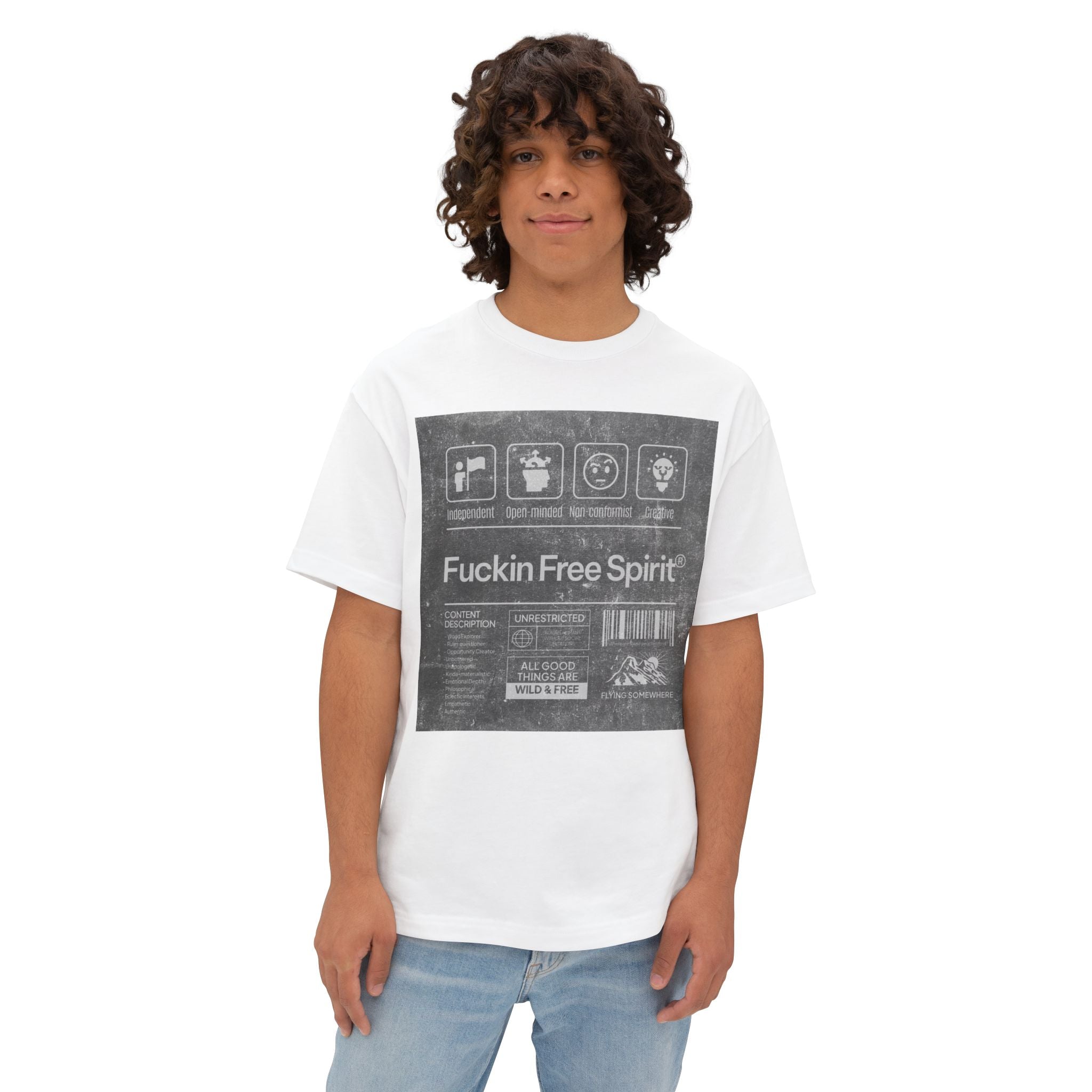 Mens ;FREE SPIRIT" Oversized  Boxy Tee