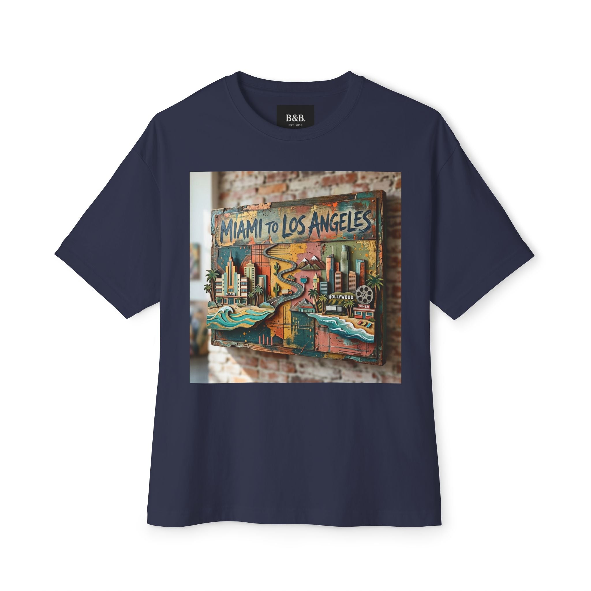 Mens MIA to LAX Graphic Tee — Miami to Los Angeles Vintage Oversized Tee
