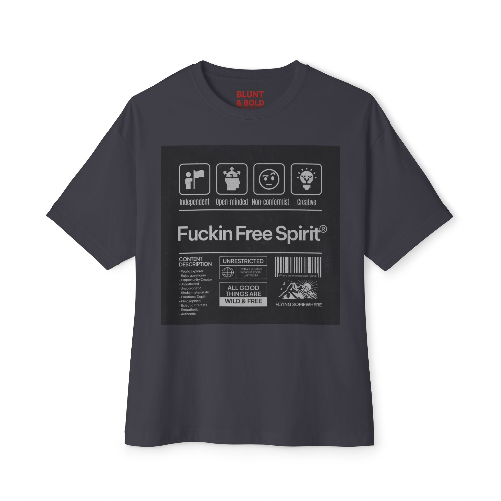 Mens ;FREE SPIRIT" Oversized  Boxy Tee